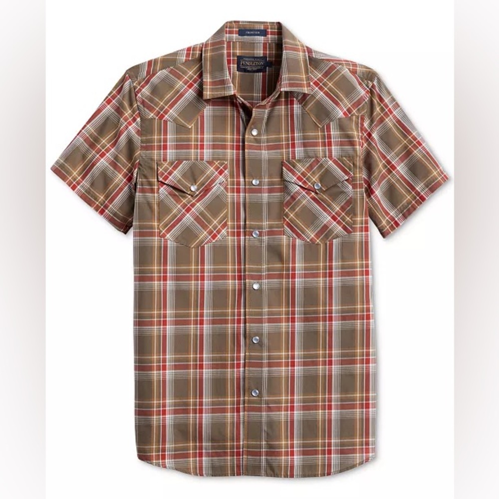 Pendleton Men's Plaid Casual Button Down Shirt - Brown and Red